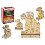 Drewniana Siluetka LED Mikołaj – Świąteczna Dekoracja z Ciepłym Światłem | Hurtownia Prezentów Kemis.pl