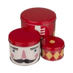 Zestaw Świątecznych Puszek Metalowych – Mikołaj i Dziadek do Orzechów | Hurtownia Kemis.pl