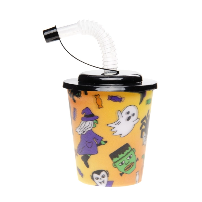 Műanyag bögre csővel és fedéllel - Halloween 3D