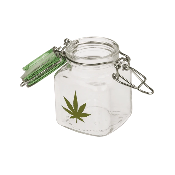 Zbiornik Szklany z Motywem Konopi