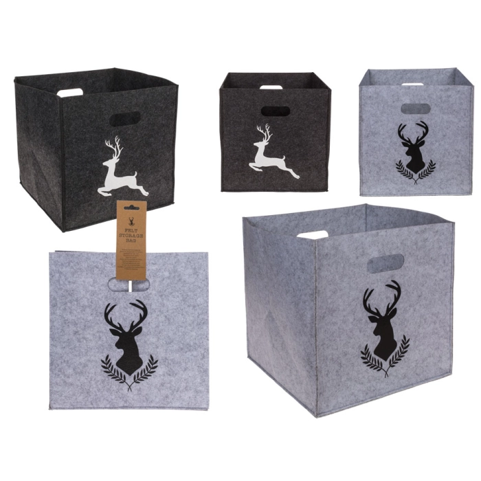 Filcowe Pudełko z Jeleniem – Stylowy Organizer do Wnętrz | Hurtownia Dekoracji Kemis.pl