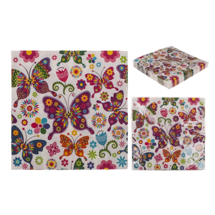 Paper Napkins - Colorful Butterflies