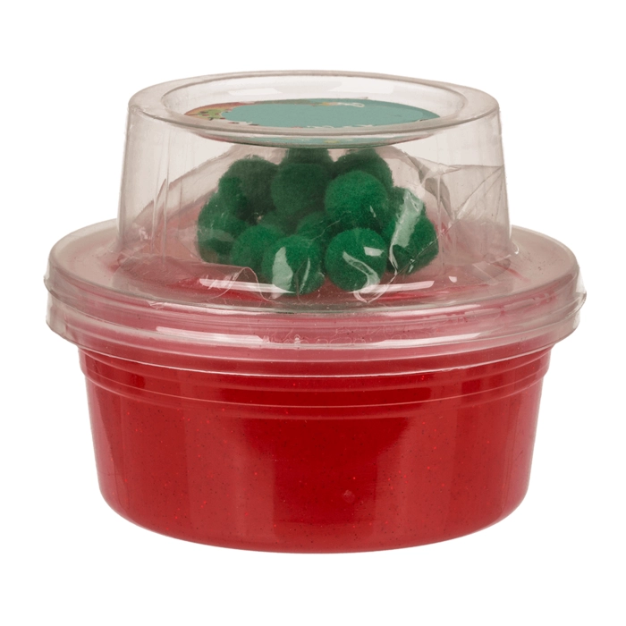 Świąteczny Slime Glitter Crystal z oczkami i pomponami 130 g | Hurtownia zabawek i gadżetów
