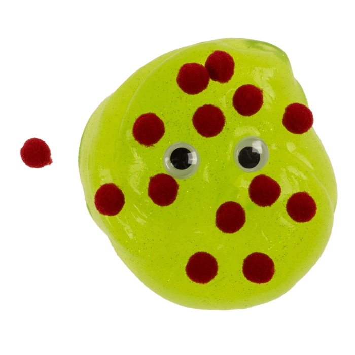 Świąteczny Slime Glitter Crystal z oczkami i pomponami 130 g | Hurtownia zabawek i gadżetów