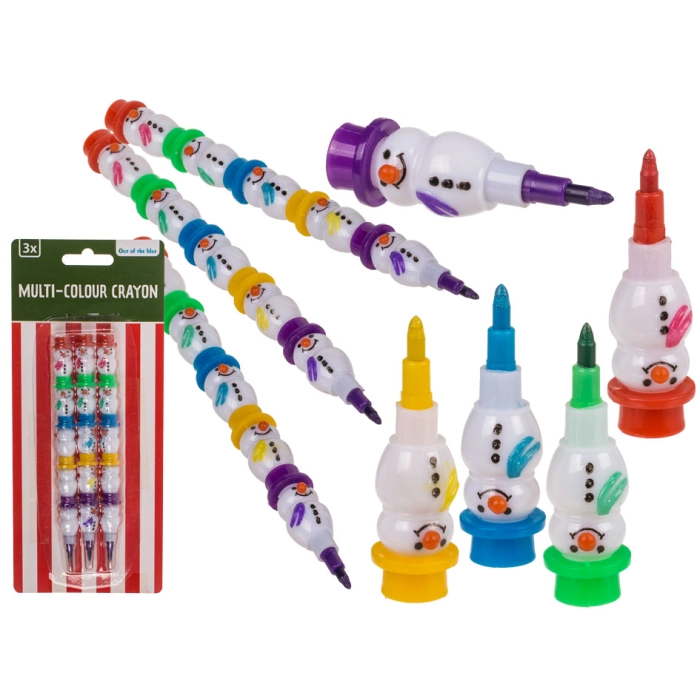 Multicolored crayons snowmen - set of 3 pieces