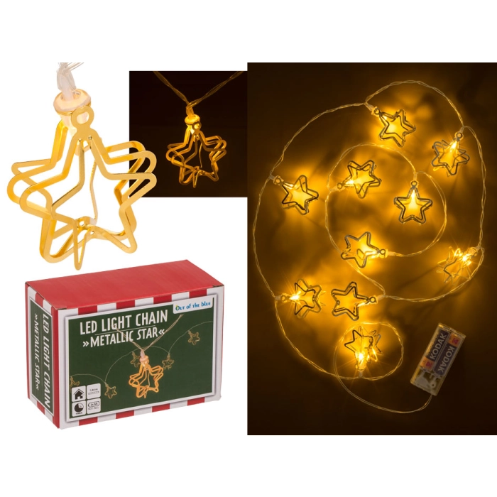 Girlanda LED z Metalicznymi Gwiazdkami – Dekoracja z Magią Światła | Hurtownia Prezentów Kemis.pl