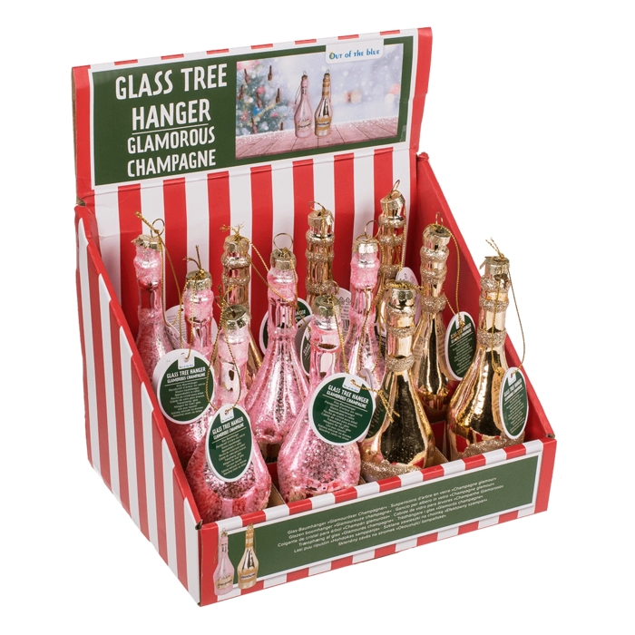 Szklana Ozdoba Choinkowa – Buteleczka Szampana Glamorous Champagne | Hurtownia Dekoracji Kemis.pl