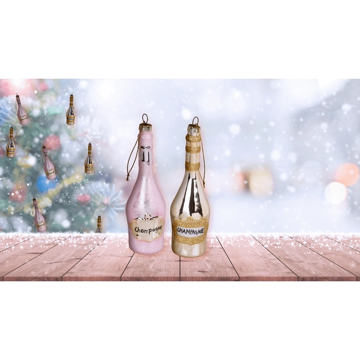 Szklana Ozdoba Choinkowa – Buteleczka Szampana Glamorous Champagne | Hurtownia Dekoracji Kemis.pl