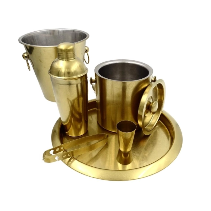 Zestaw Barmański Złoty 6 Elementów – Elegancki Komplet do Koktajli | Prezent | Kemis.pl