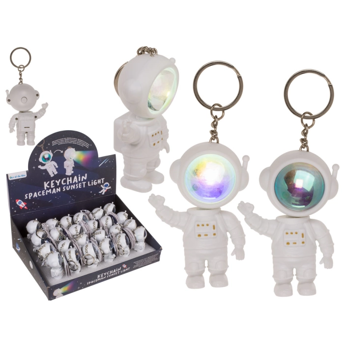 Brelok Metalowy Astronauta z Efektem Zachodu Słońca – Mini Lampa z Kosmicznym Klimatem