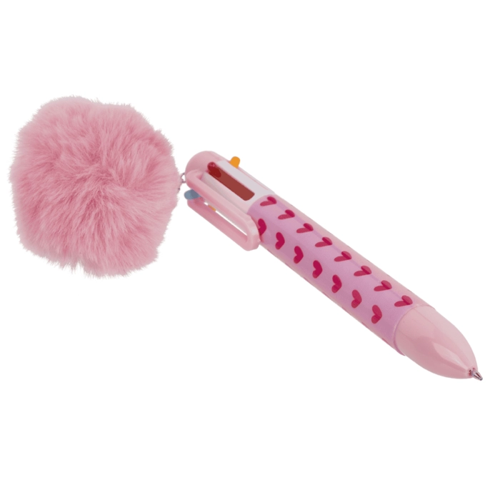 Długopis 6-kolorowy z Pomponem – Heart Pom Pom | Hurtownia Gadżetów i Upominków Kemis.pl