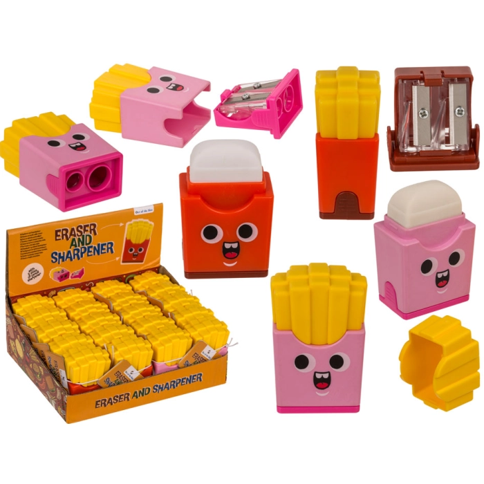 Gumka i Temperówka „Frytki” – Podwójny Ostrzałek | Hurtownia Zabawek i Artykułów Szkolnych Kemis.pl