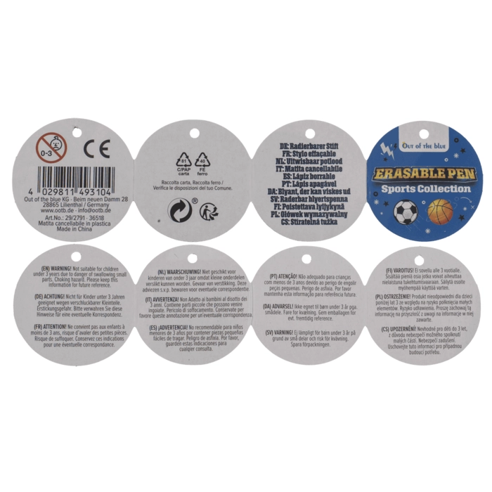 Długopis Wymazywalny Sportowy – Piłka Nożna i Koszykówka, 6 Wzorów | Artykuły Szkolne | Kemis.pl