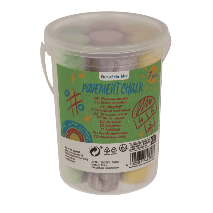 Kredki Chodnikowe w Kolorach Marmuru – 7 Sztuk w Plastikowym Wiaderku