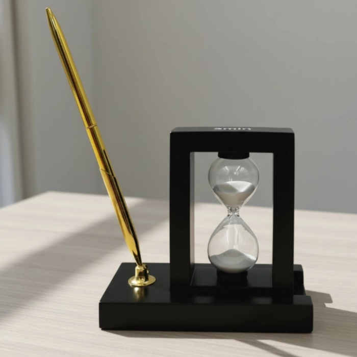 Zestaw na Biurko z Klepsydrą 3 Minuty i Stojakiem na Długopis