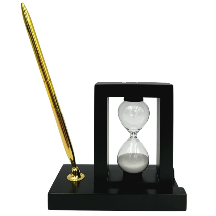 Zestaw na Biurko z Klepsydrą 3 Minuty i Stojakiem na Długopis