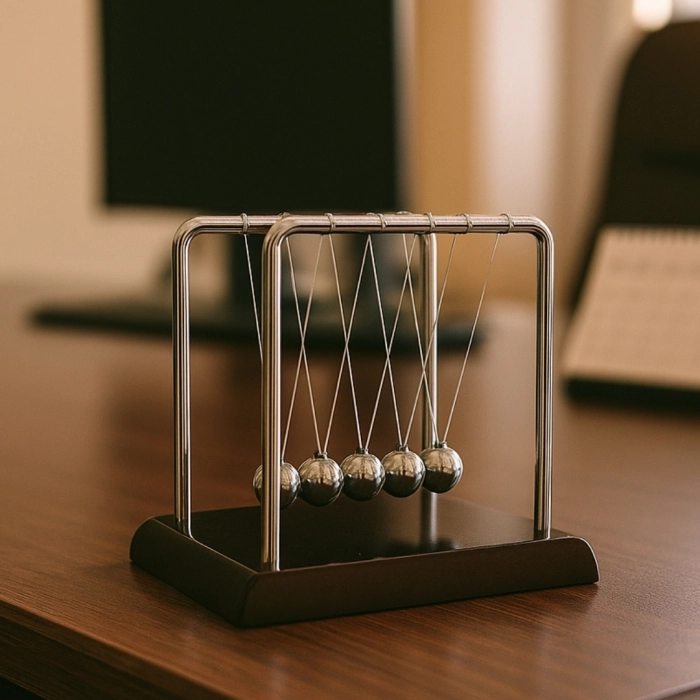 Kulki Newtona Drewno Metal – Elegancka Ozdoba Biurka