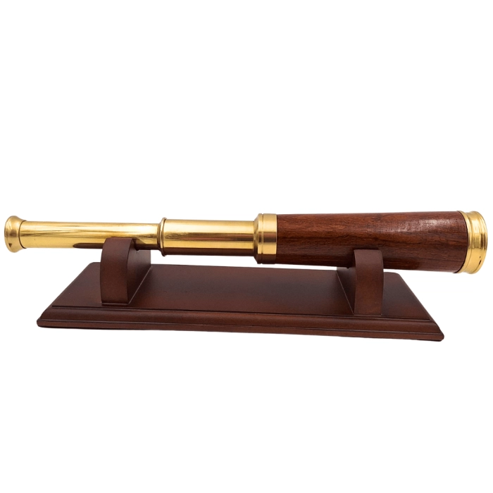 Luneta Mosiężno-Drewniana Retro na Drewnianej Podstawie