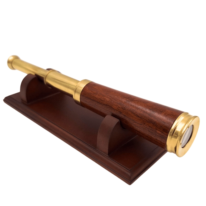 Luneta Mosiężno-Drewniana Retro na Drewnianej Podstawie