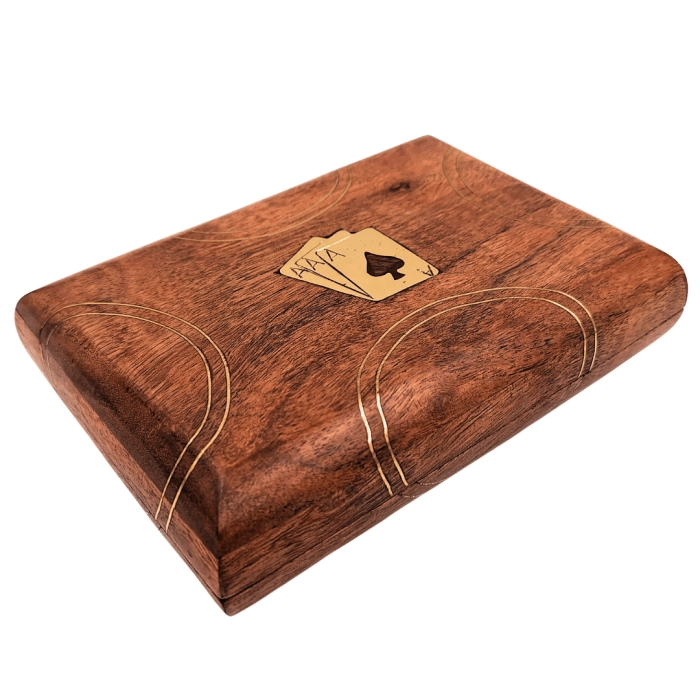 Zestaw 2 Talii Kart w Drewnianym Pudełku Vintage