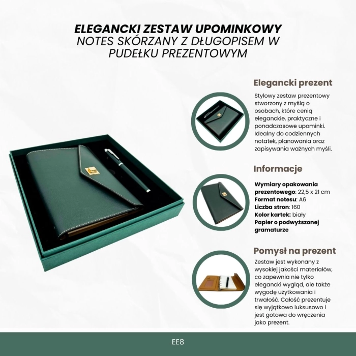Elegancki Zestaw Prezentowy – Skórzany Notes z Długopisem