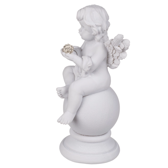 Figurka Aniołka na Kuli z Kryształową Ozdobą – Elegancka Dekoracja | Hurtownia Upominków Kemis.pl