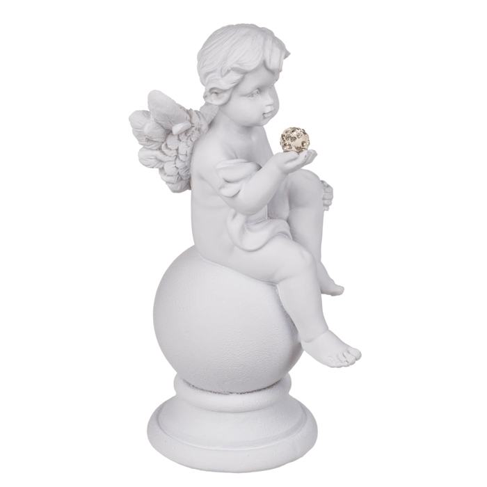 Figurka Aniołka na Kuli z Kryształową Ozdobą – Elegancka Dekoracja | Hurtownia Upominków Kemis.pl