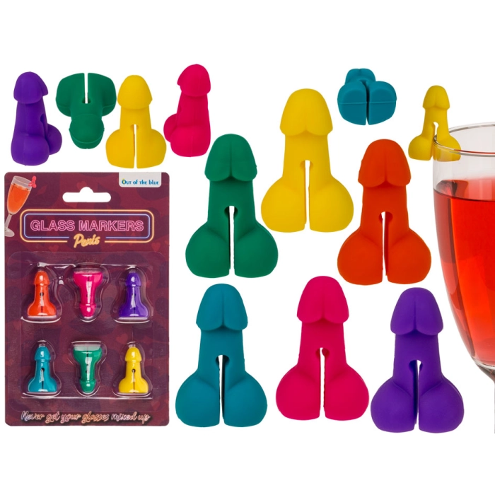 Znaczniki do Kieliszków Penis – Zestaw 6 Silikonowych Markerów | Gadżety Imprezowe dla Dorosłych | Kemis.pl