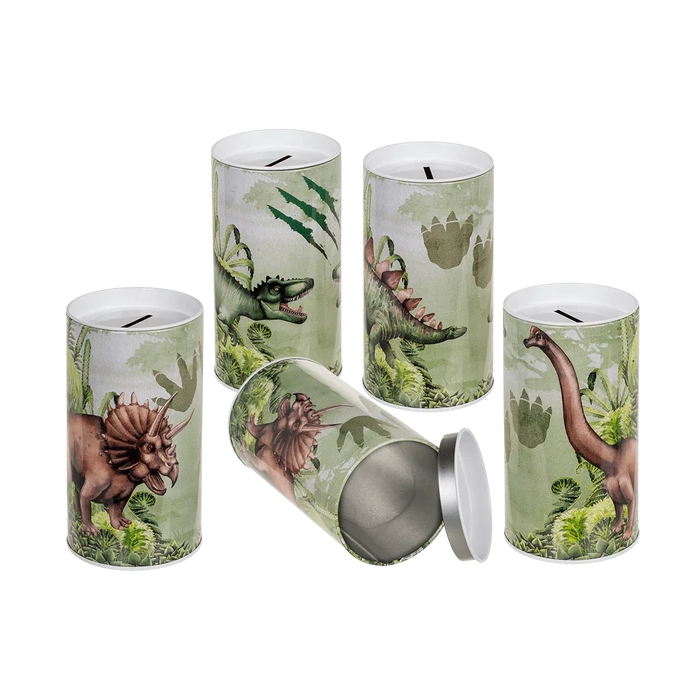 Skarbonka Metalowa Dinozaur – Kolorowa Skarbonka dla Dzieci