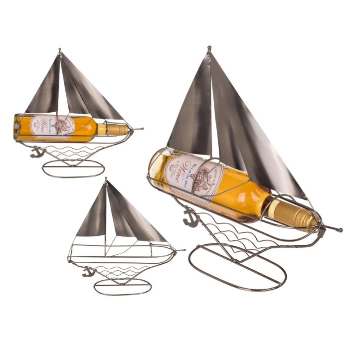 Metal Bottle Stand - Sailboat for Lovers of Maritime Climates!
