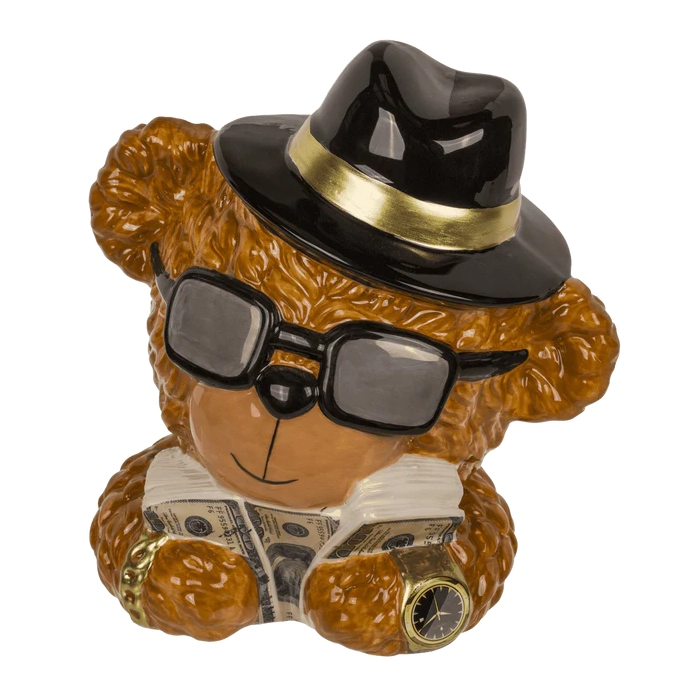 Skarbonka Miś Finansista – Ceramiczna Skarbonka z Kluczykiem | kemis.pl