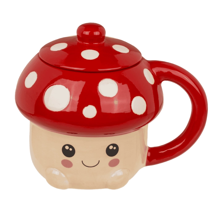 Kubek Muchomorek z Pokrywką – Oryginalny Prezent Kawaii | Hurtownia Gadżetów Kemis.pl