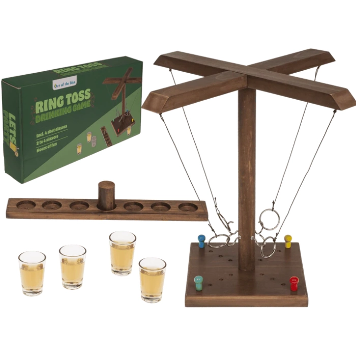 Drewniana Gra Alkoholowa z Rzutem Pierścieniem
