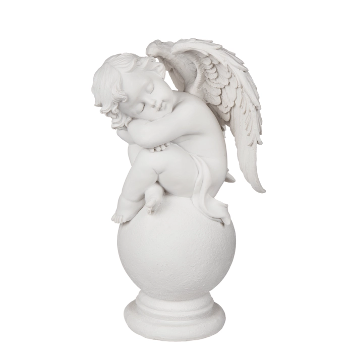 Figurka Aniołka Śpiącego na Kuli – Elegancka Dekoracja Symboliczna | Hurtownia Upominków Kemis.pl
