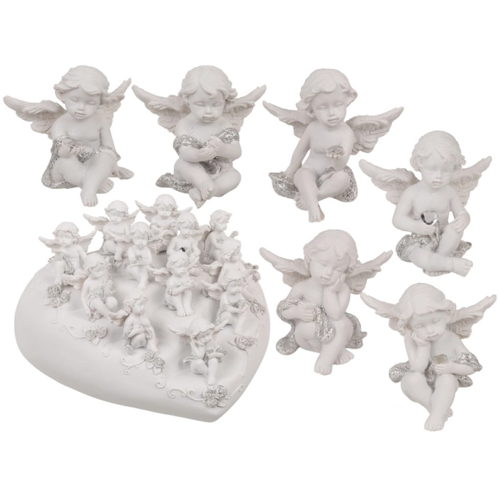 Figurka Aniołka z Kryształowym Sercem – Symbol Miłości i Spokoju | Hurtownia Prezentów Kemis.pl