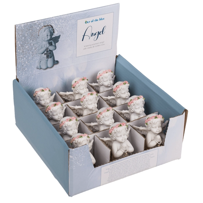 Anioł Klęczący z Różańcem – Figurka z Polirezyny | Hurtownia upominków religijnych