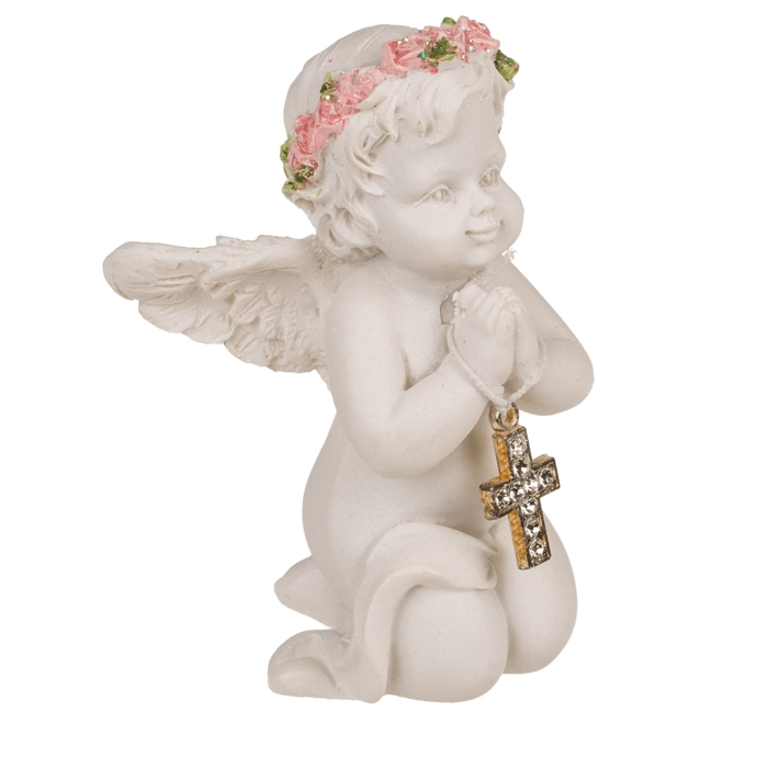 Anioł Klęczący z Różańcem – Figurka z Polirezyny | Hurtownia upominków religijnych