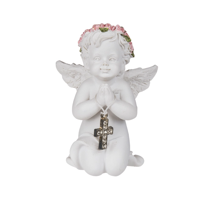 Anioł Klęczący z Różańcem – Figurka z Polirezyny | Hurtownia upominków religijnych