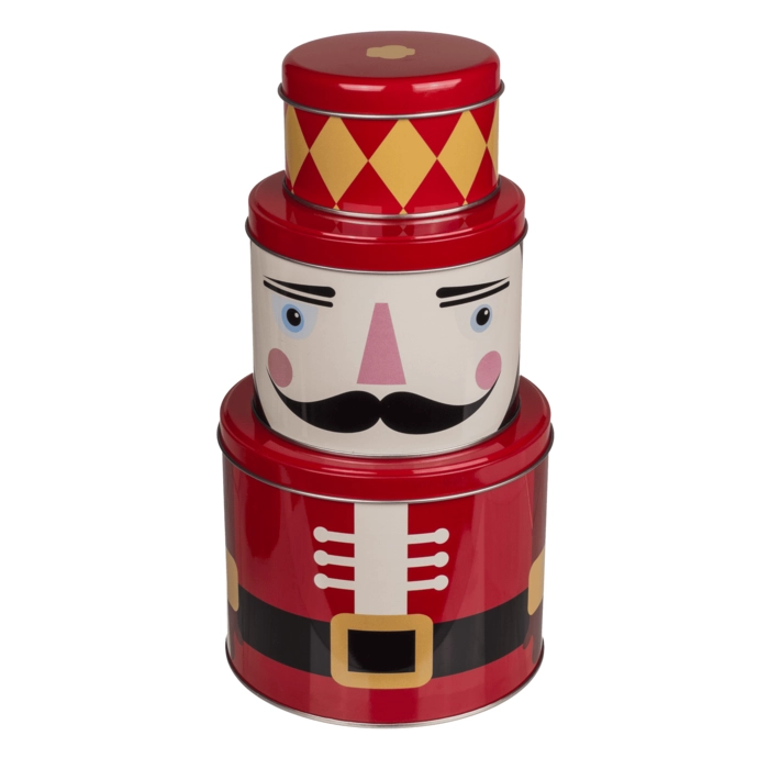 Zestaw Świątecznych Puszek Metalowych – Mikołaj i Dziadek do Orzechów | Hurtownia Kemis.pl