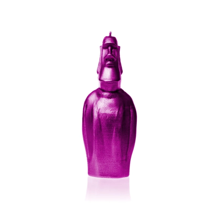 Moai-Statue Kerze - rosa metallic